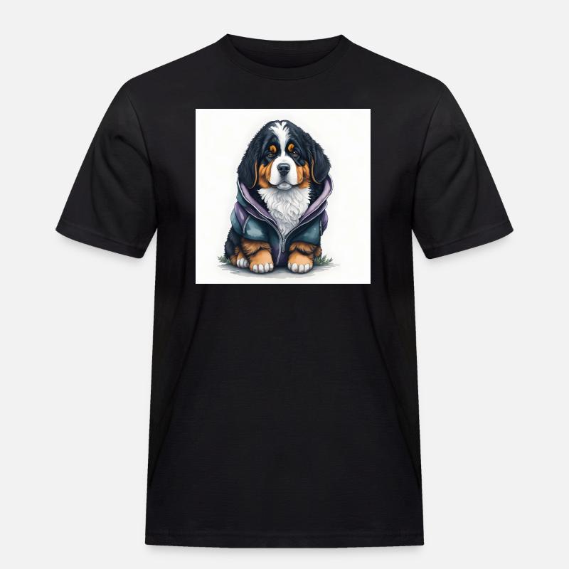 Berner Sennenhund - Männer Workwear T-Shirt - Schwarz