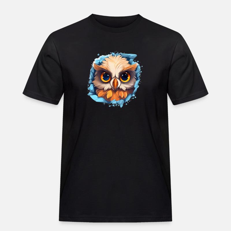 Niedliche Wachsame Eule | Nachtschwärmer Eule - Männer Workwear T-Shirt - Schwarz