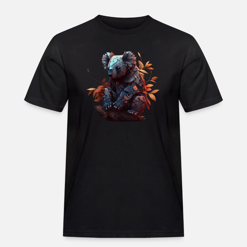 Koala in Eukalyptusblättern - Männer Workwear T-Shirt - Schwarz