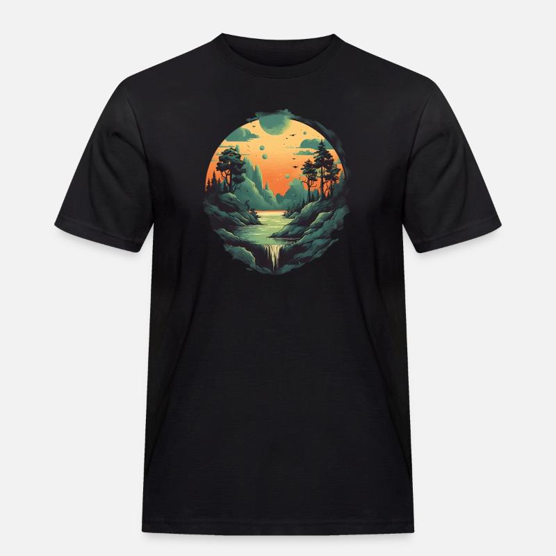 Landschaft - Männer Workwear T-Shirt - Schwarz
