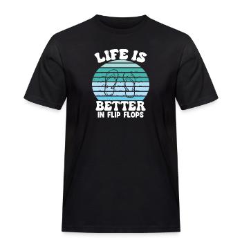Life is better in Flip Flops - Männer Workwear T-Shirt - Schwarz - Vorne - AI Model Male 178 light (178cm)