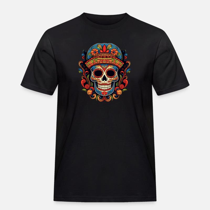 Cinco de Mayo Skull - Männer Workwear T-Shirt - Schwarz