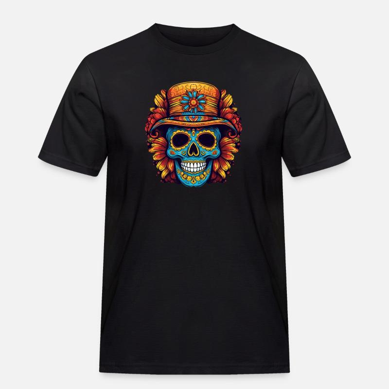 Cinco de Mayo Skull - Männer Workwear T-Shirt - Schwarz