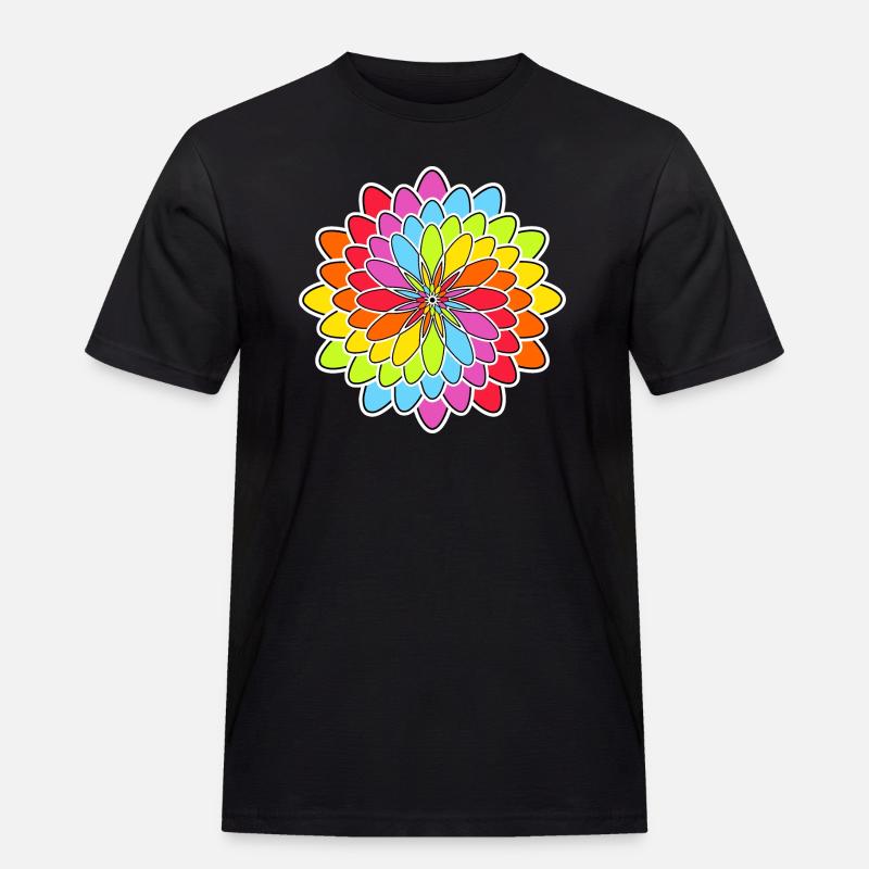 Regenbogen Blüte - Männer Workwear T-Shirt - Schwarz