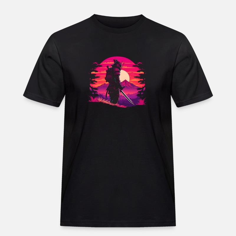 Synthwave Sci-Fi Samurai - Men's Workwear T-Shirt - black