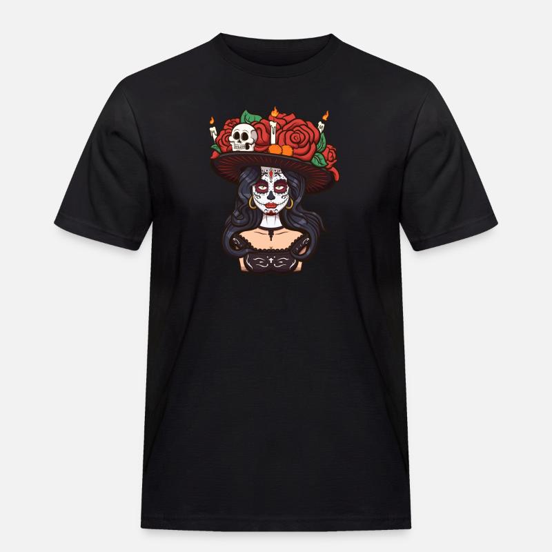 Sugar Skull Mädchen - Männer Workwear T-Shirt - Schwarz