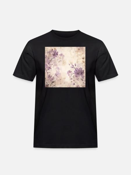 Vintage Blumen - Männer Workwear T-Shirt - Schwarz