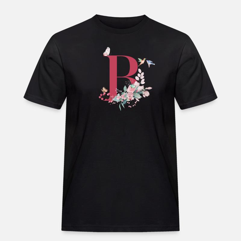 Buchstabe b floral - Geschenkidee - Männer Workwear T-Shirt - Schwarz