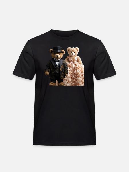 Two teddy bears newly married - Men's Workwear T-Shirt - black