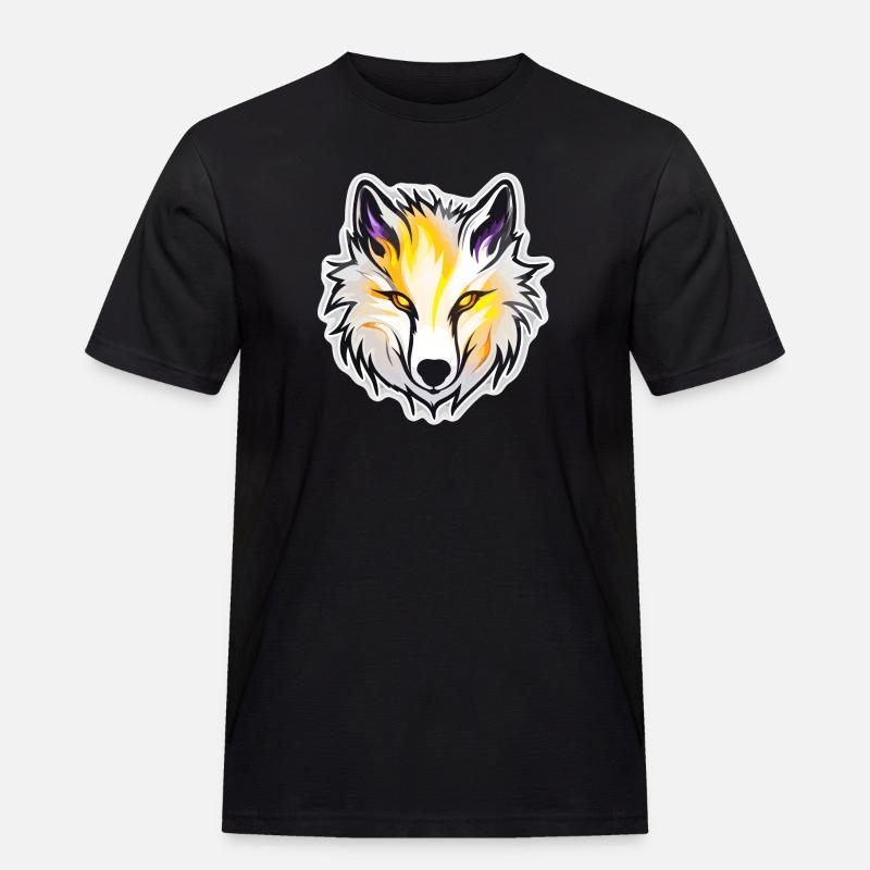 Wolf - Illustration - Männer Workwear T-Shirt - Schwarz
