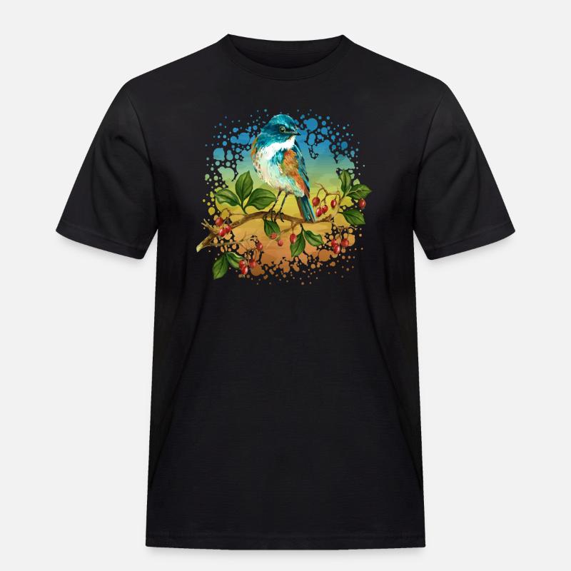 Bunter Vogel - Männer Workwear T-Shirt - Schwarz