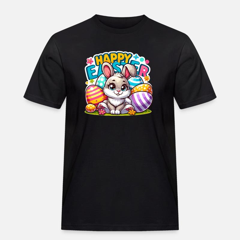 Happy Easter - Easter Bunny Illustration - Men's Workwear T-Shirt - black