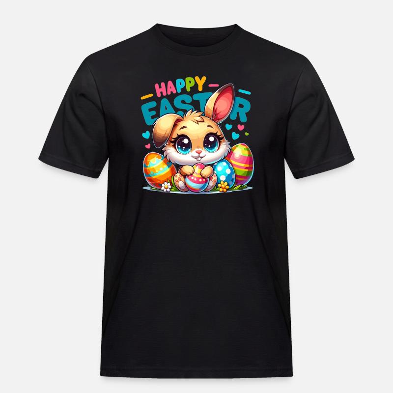 Happy Easter - Easter Bunny Illustration - Men's Workwear T-Shirt - black