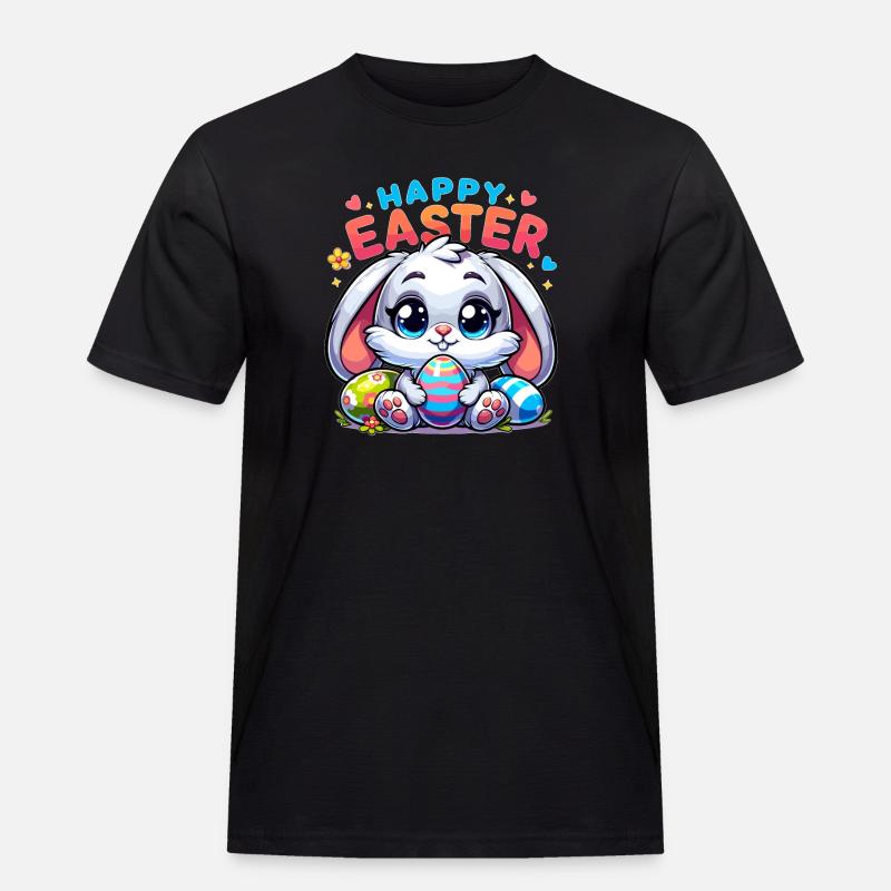 Happy Easter - Easter Bunny Illustration - Men's Workwear T-Shirt - black