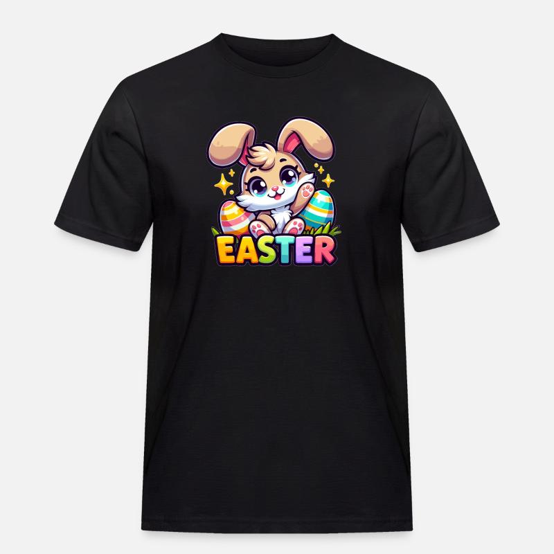 Happy Easter - Easter Bunny Illustration - Men's Workwear T-Shirt - black