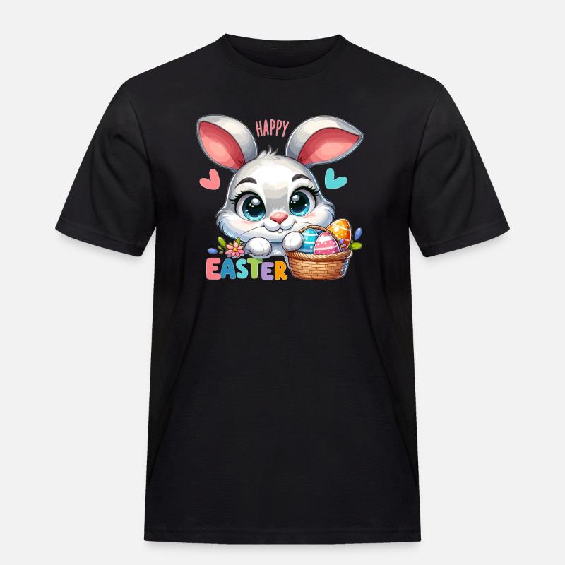 Happy Easter - Easter Bunny Illustration - Men's Workwear T-Shirt - black