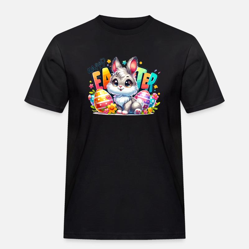 Happy Easter - Easter Bunny Illustration - Men's Workwear T-Shirt - black