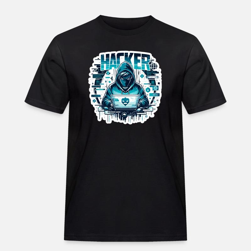 Hacker - Illustration - Männer Workwear T-Shirt - Schwarz