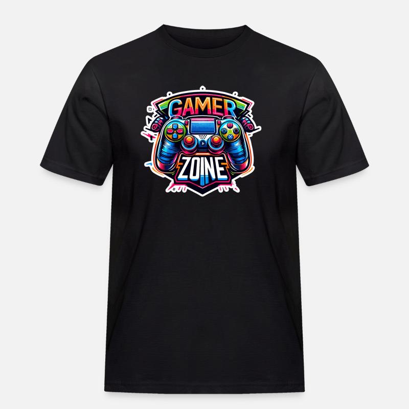 Gamer Zone - Controller Illustration - Männer Workwear T-Shirt - Schwarz