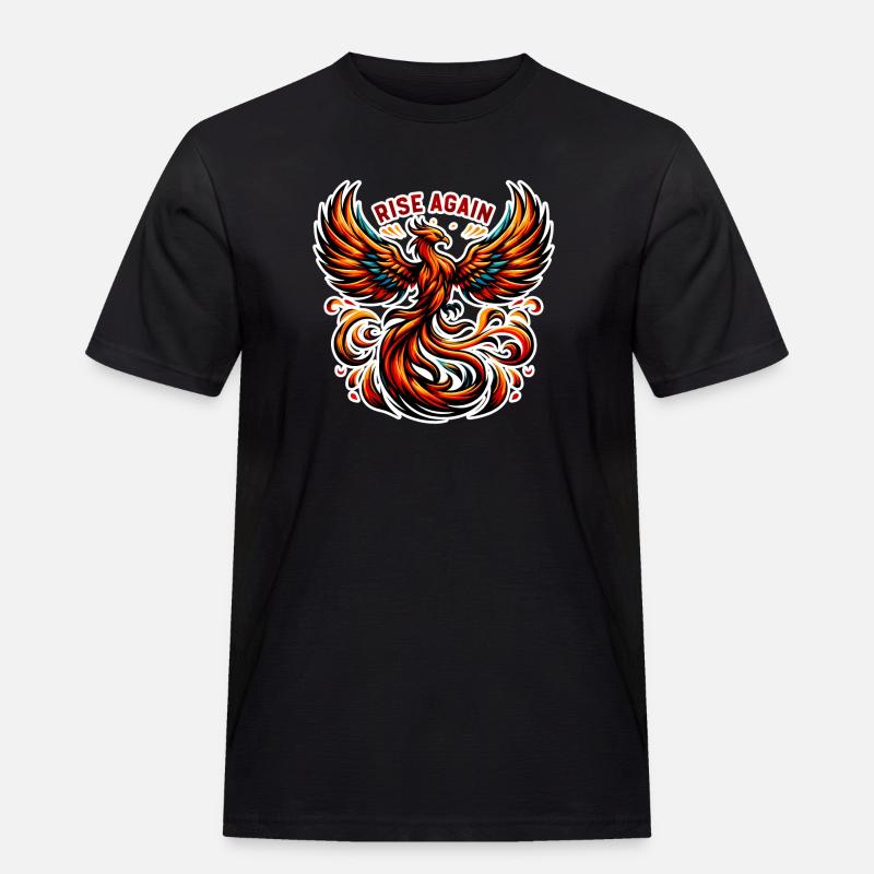 Rise Again - Phönix Illustration - Männer Workwear T-Shirt - Schwarz