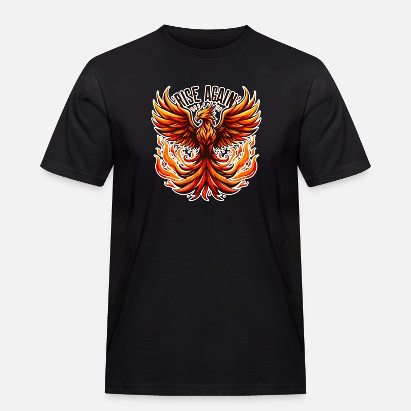 Rise Again - Phönix Illustration - Männer Workwear T-Shirt - Schwarz