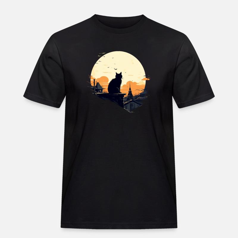 Einsame Katze - Männer Workwear T-Shirt - Schwarz
