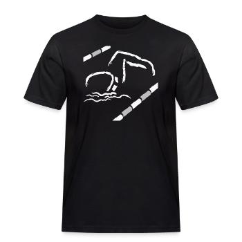 Schwimmen - Männer Workwear T-Shirt - Schwarz - Vorne - AI Model Male 178 light (178cm)