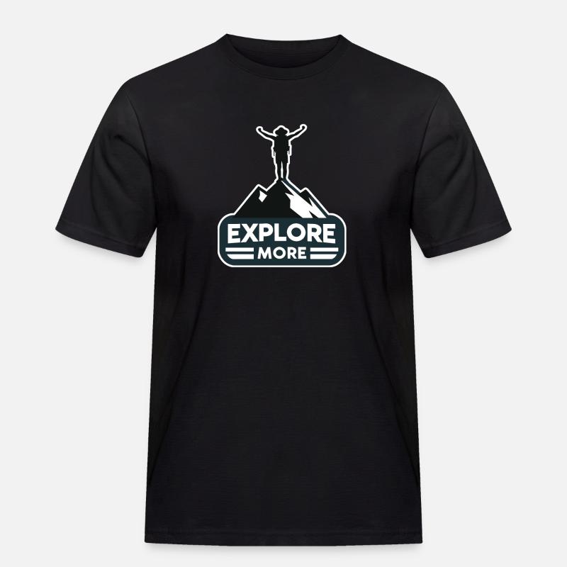 Explore more - Wanderer - Männer Workwear T-Shirt - Schwarz