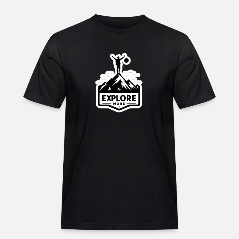 Explore more - Wanderer - Männer Workwear T-Shirt - Schwarz