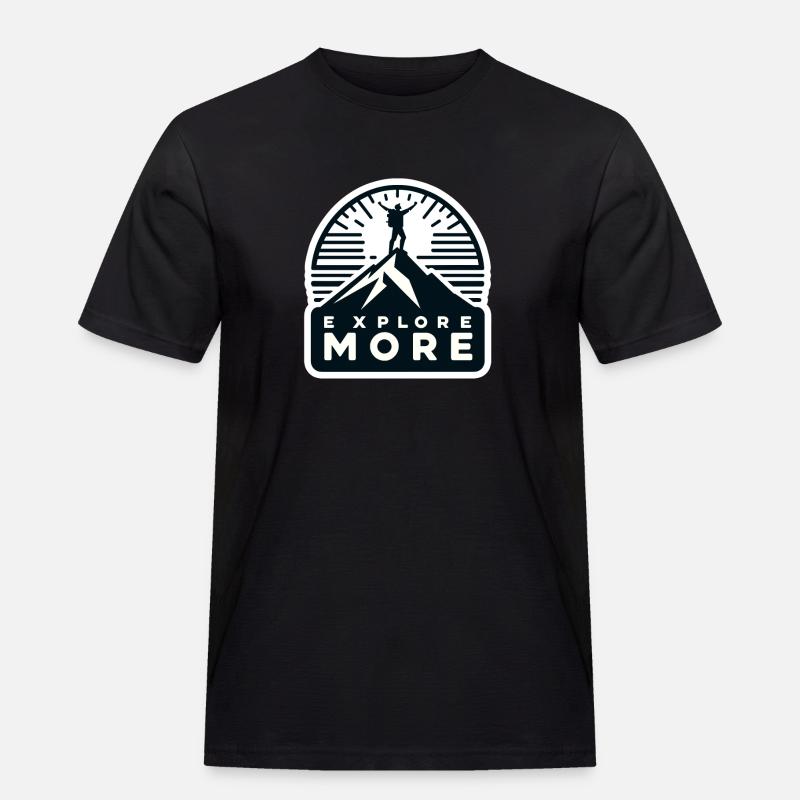 Explore more - Wanderer - Männer Workwear T-Shirt - Schwarz