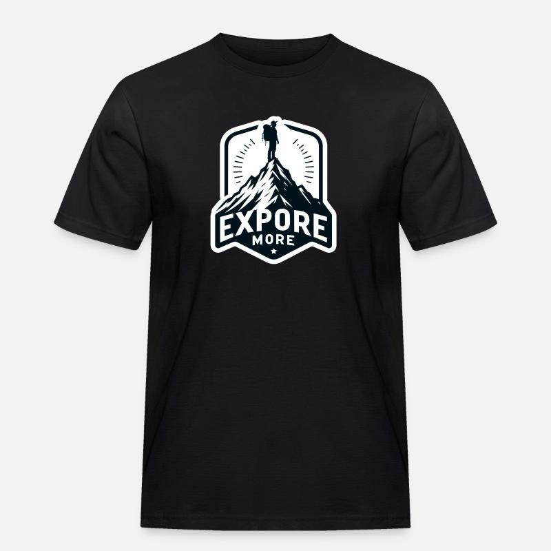 Explore more - Wanderer - Männer Workwear T-Shirt - Schwarz