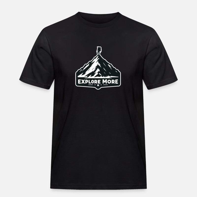 Explore more - Wanderer - Männer Workwear T-Shirt - Schwarz