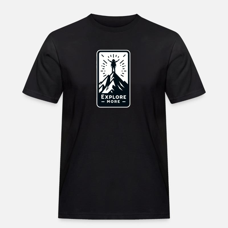 Explore more - Wanderer - Männer Workwear T-Shirt - Schwarz