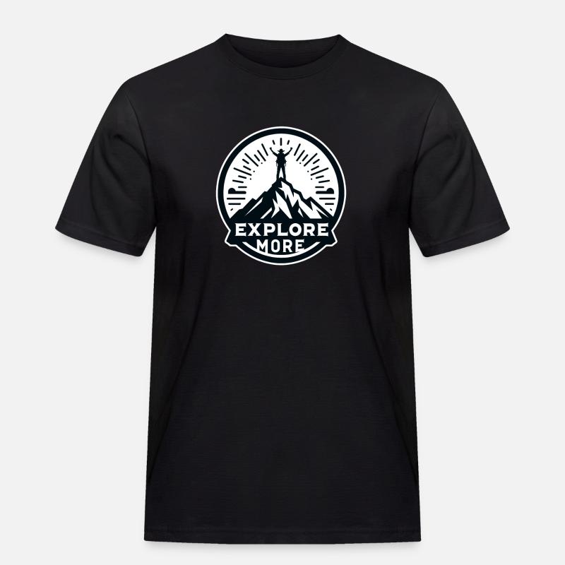 Explore more - Wanderer - Männer Workwear T-Shirt - Schwarz