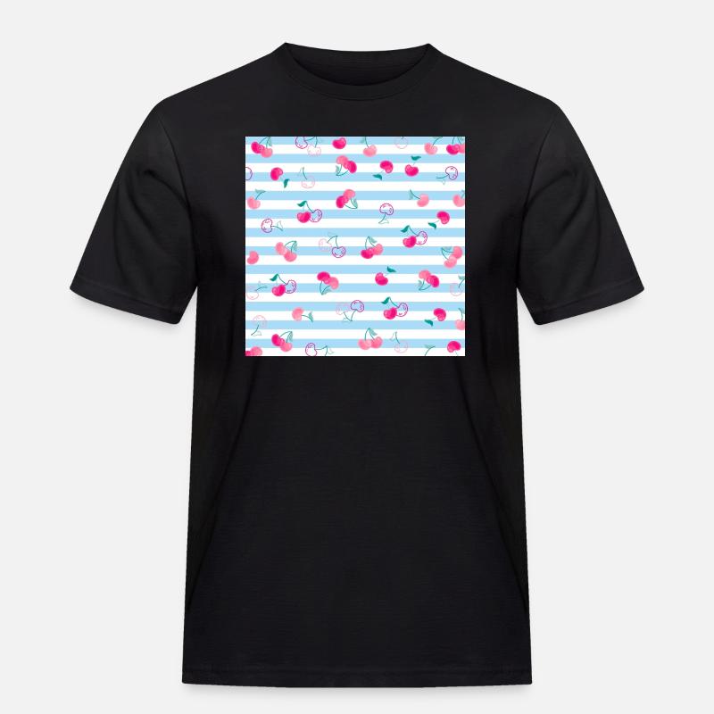 Kirsche Muster Cherry Pattern - Männer Workwear T-Shirt - Schwarz