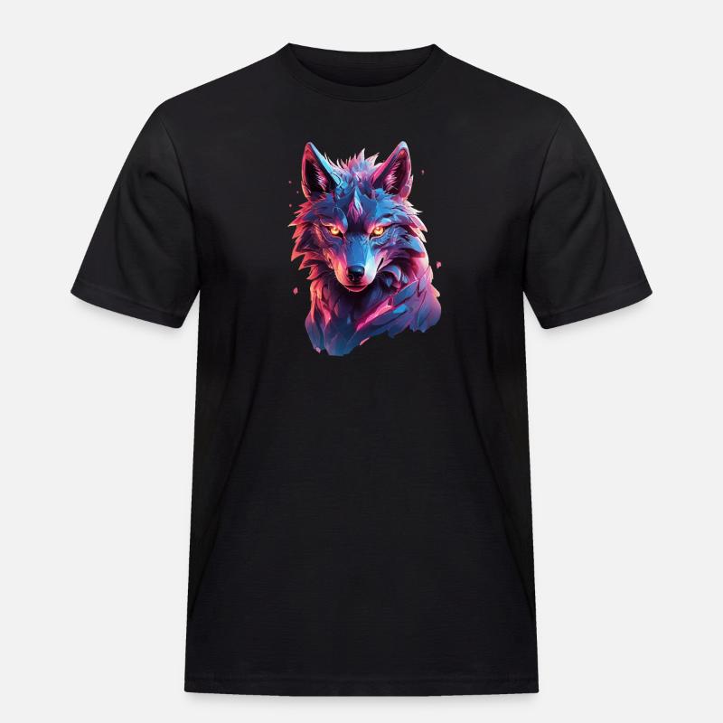 Wolf - Männer Workwear T-Shirt - Schwarz