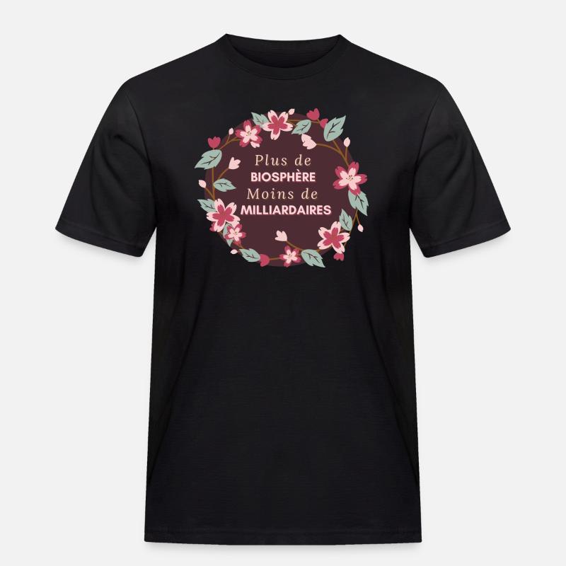 Mehr Biosphäre, weniger Milliardäre - Männer Workwear T-Shirt - Schwarz