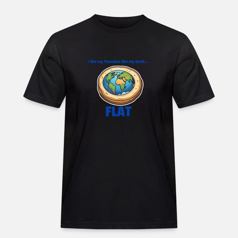 Flat Earth Pancake - Männer Workwear T-Shirt - Schwarz
