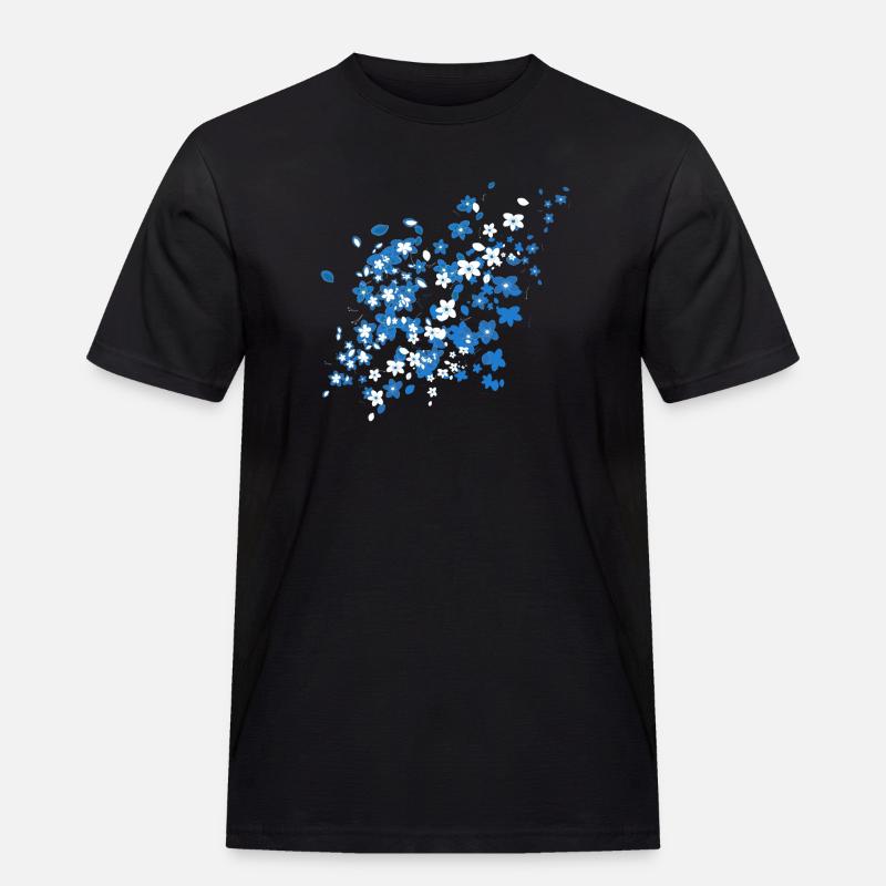 Blauer Sakura - Männer Workwear T-Shirt - Schwarz