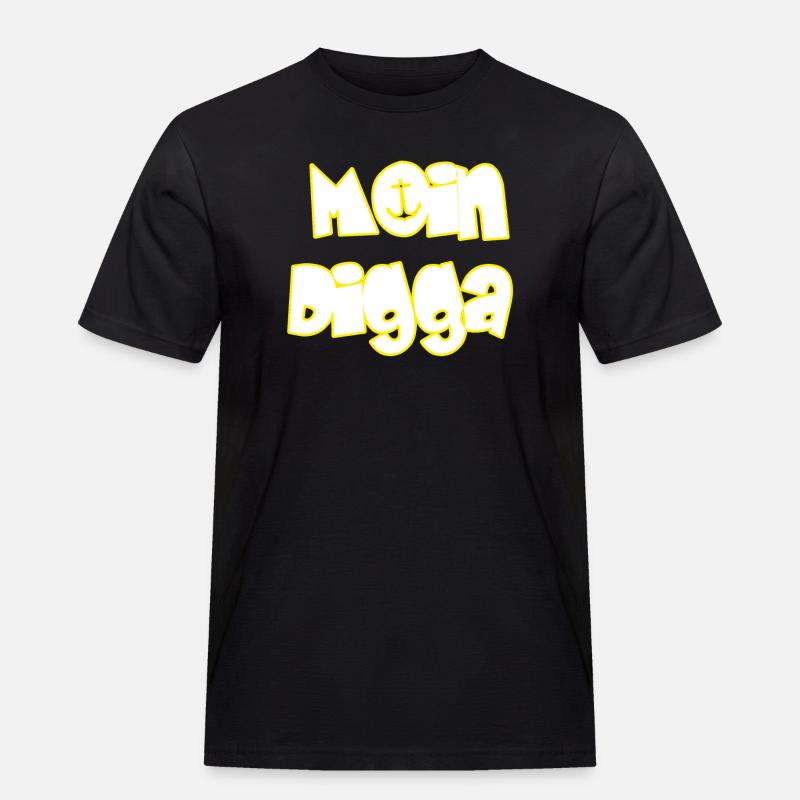 Moin Digga - Männer Workwear T-Shirt - Schwarz