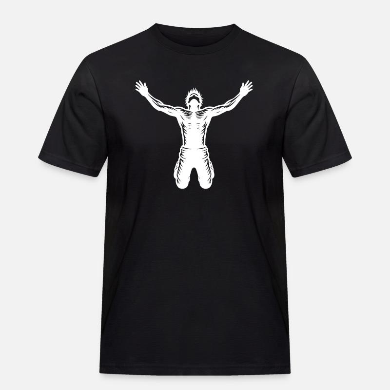 Springender Mann - Männer Workwear T-Shirt - Schwarz