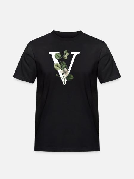 Green Botanical Letter V - Men's Workwear T-Shirt - black