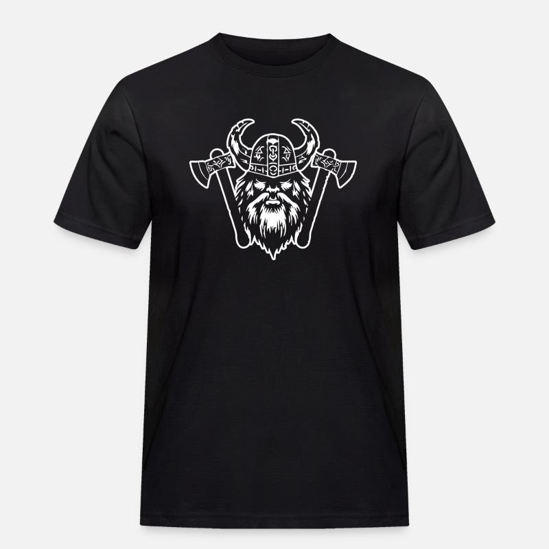 Wikinger mit Axt und Helm - Männer Workwear T-Shirt - Schwarz