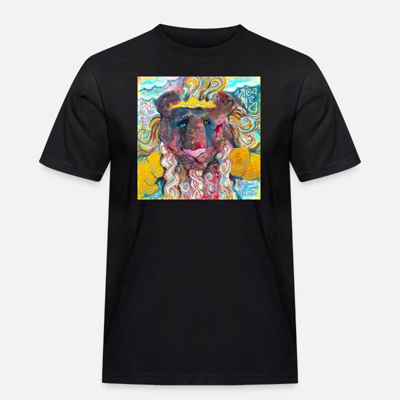 Kriegerischer Löwe - Männer Workwear T-Shirt - Schwarz