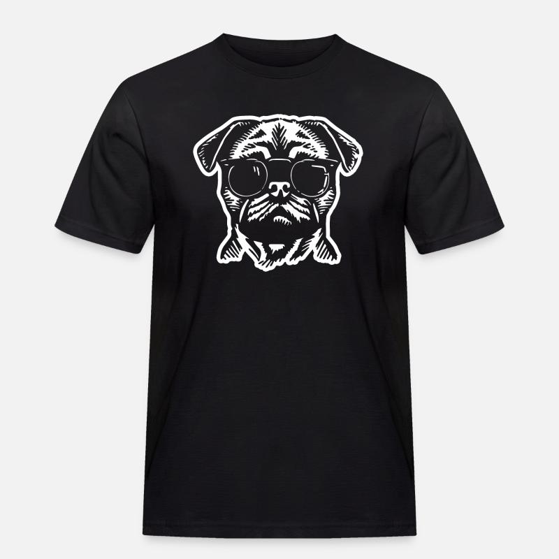 Mops Hund - Männer Workwear T-Shirt - Schwarz