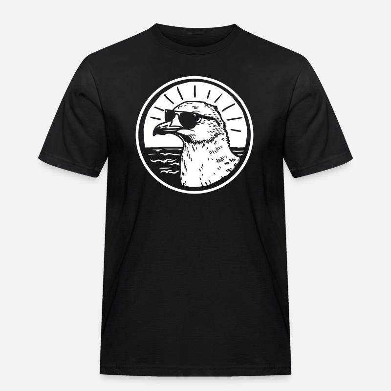 Möwe - Männer Workwear T-Shirt - Schwarz