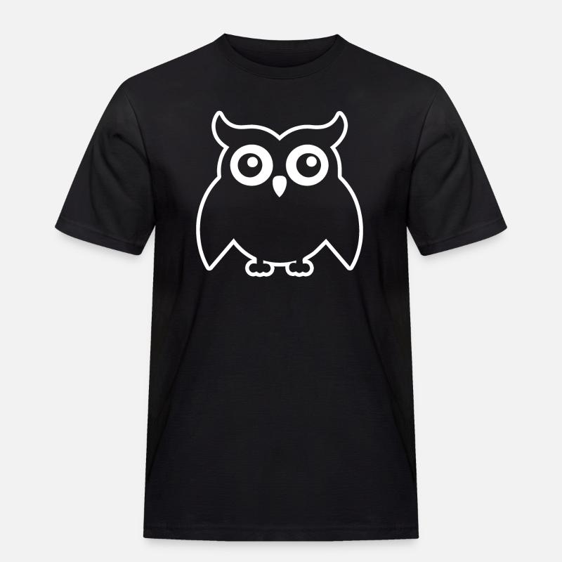 Eule - Männer Workwear T-Shirt - Schwarz