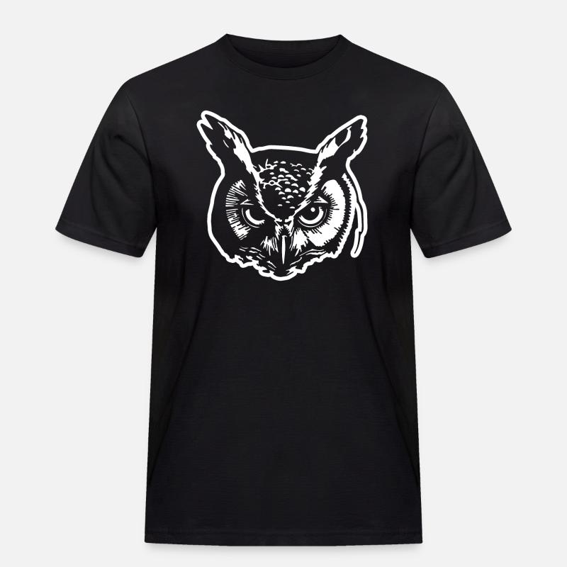 Eule - Männer Workwear T-Shirt - Schwarz