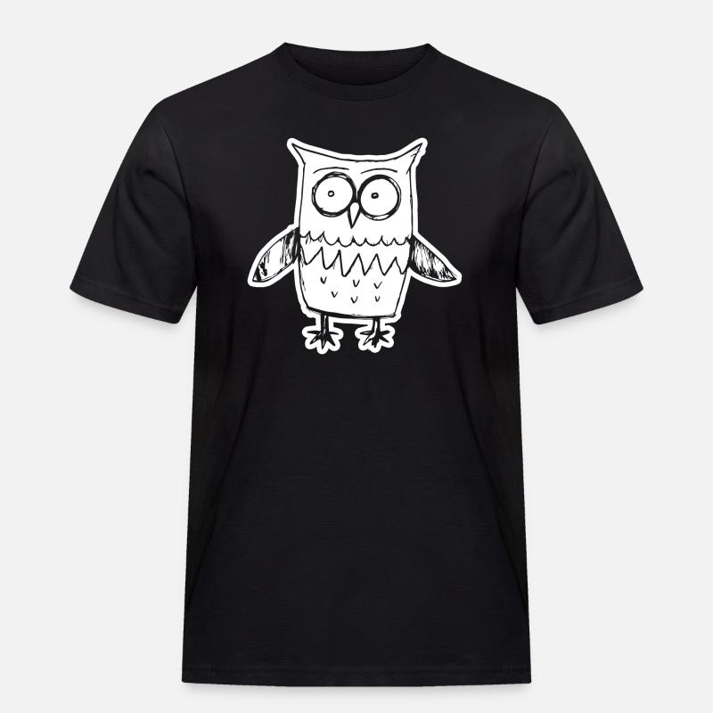 Eule Eulen Vogel - Männer Workwear T-Shirt - Schwarz