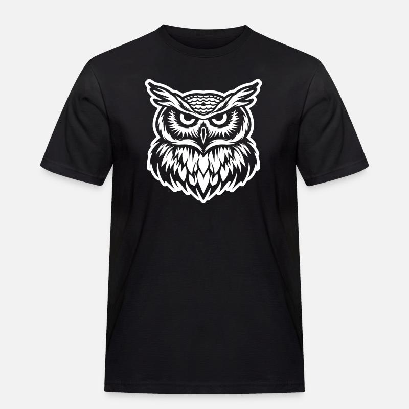 Eule Eulen Vogel - Männer Workwear T-Shirt - Schwarz